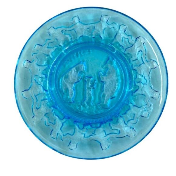 Vintage Indiana Glass Three Bears Tiara Aqua Glass Nursery Rhyme Plate - Picture 3 of 3